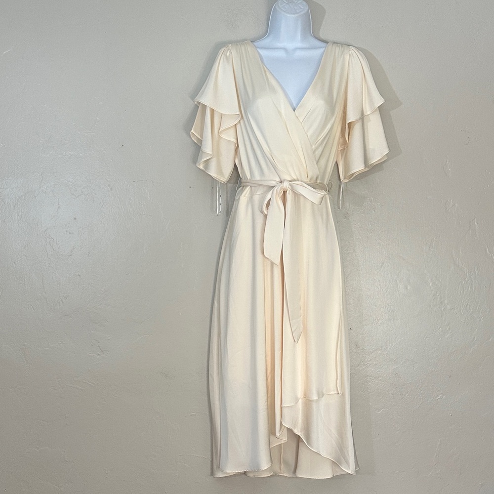 DKNY Cream High Low Wrap Dress